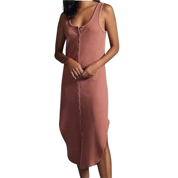 Anthropologie Dresses & Skirts - Anthropologie Daily Practice Waffle Knit Button Down Dress In Pink Womens Sz M